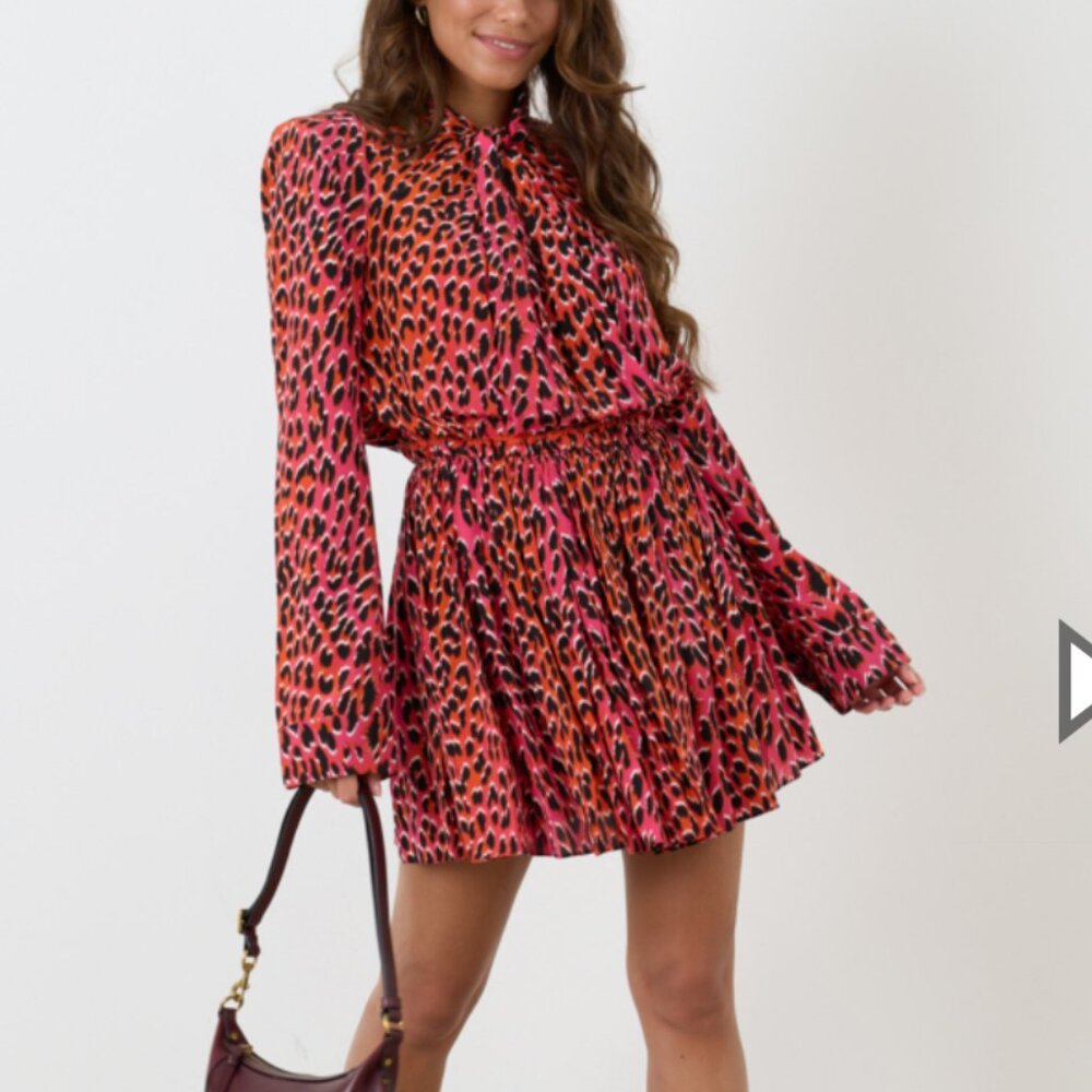 ZADIG & VOLTAIRE
Ryde Leopard-Print Silk Minidress Pink Red Black Animal Print